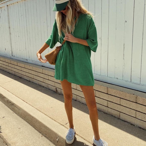 storets Dresses Storets Gina Terry Towel Mini Dress Green Size Sm